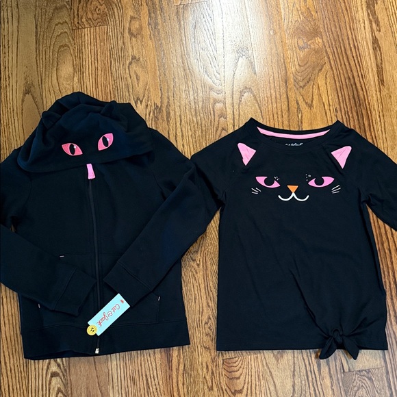 Cat & Jack Halloween cat shirt and matching hooded sweatshirt medium (7/8) NWT - Picture 1 of 9